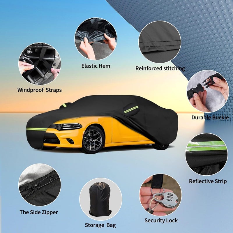 ATBKJ Waterproof Car Covers Fit for 2006-2025 Dodge Charger(Black) Custom Heavy Duty Waterproof All Weather Protection Outdoor - Image 2